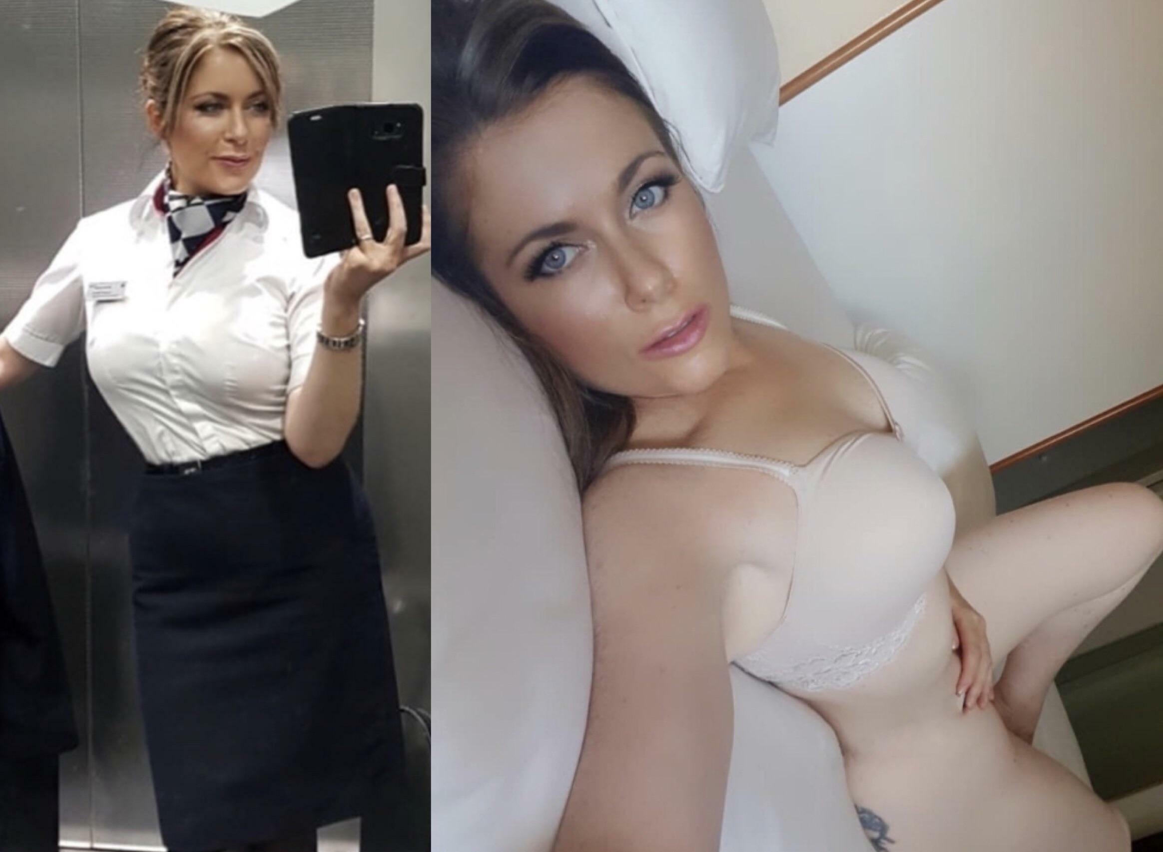 Flight Attendant on her bed (x-post from r/sexyflightattendants_)