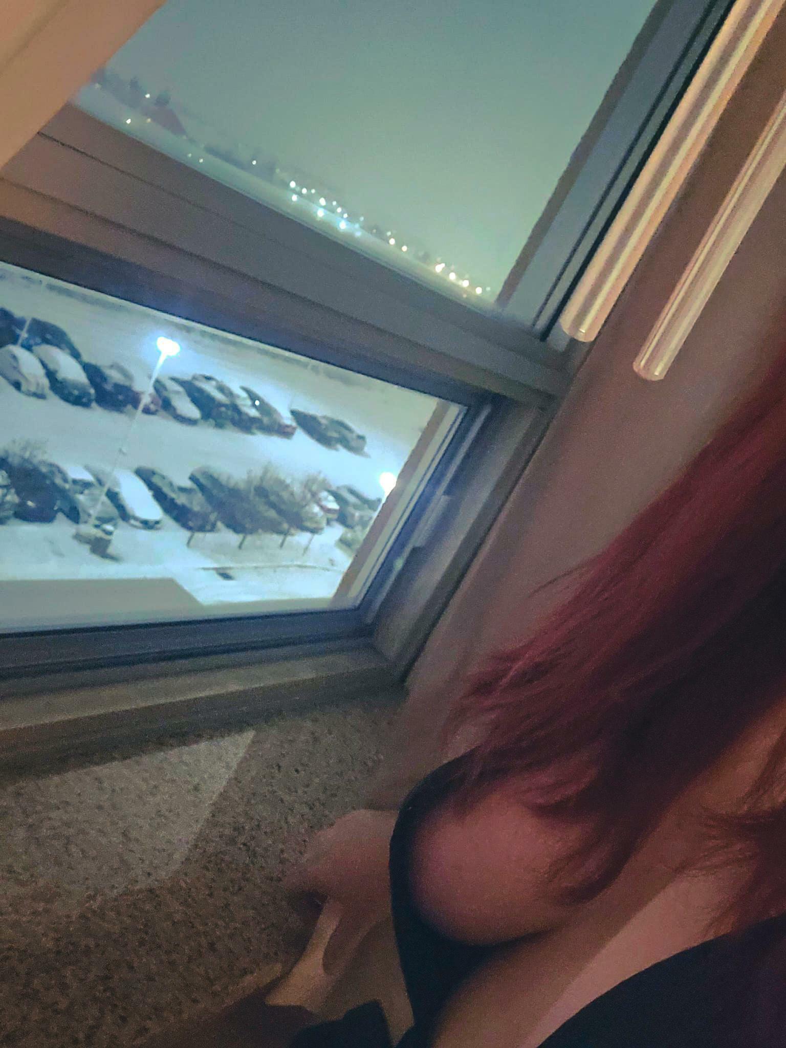 At the hostel window