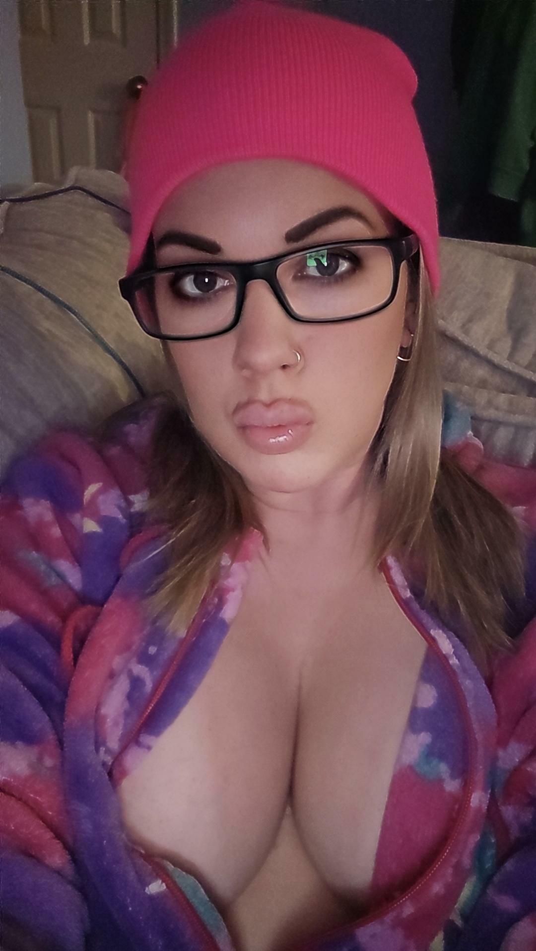 Chilly night cleavage in onesie