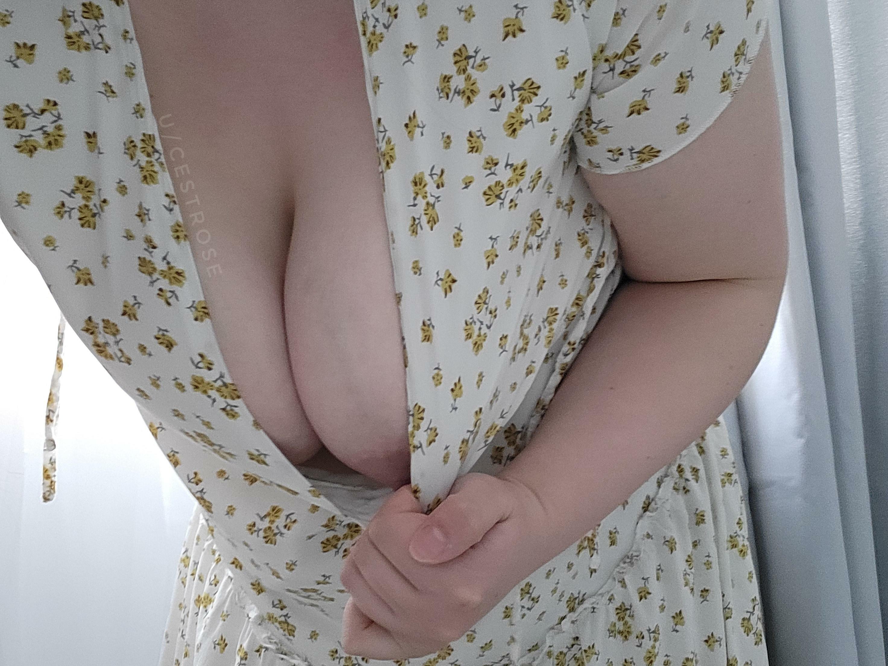 This sundress is cute, but it needs a little bit of help with its downblouse ability