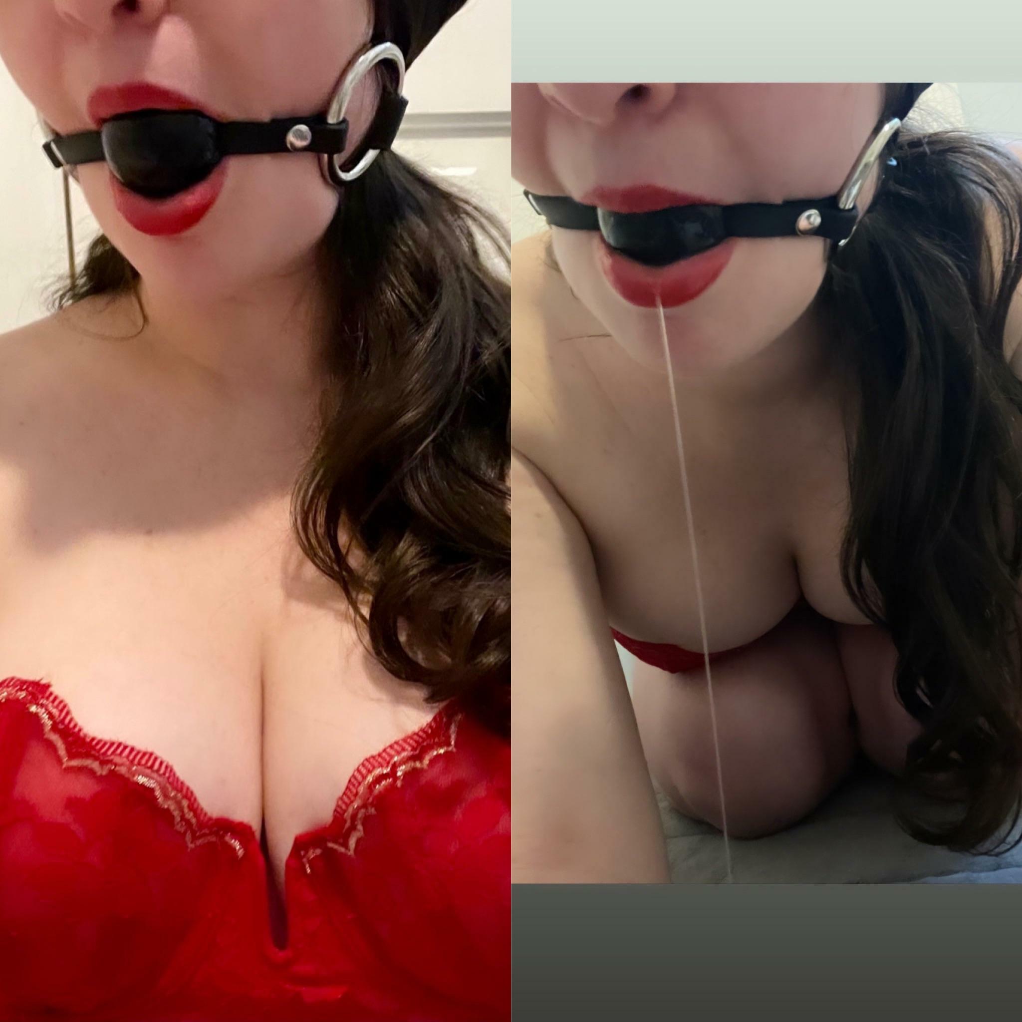 First time gagged and drooling for daddy