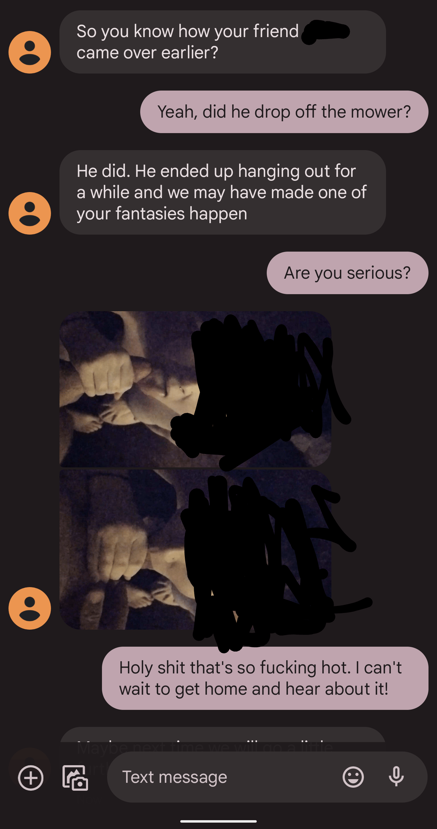 what a text to get. talk about exciting in Cuckold