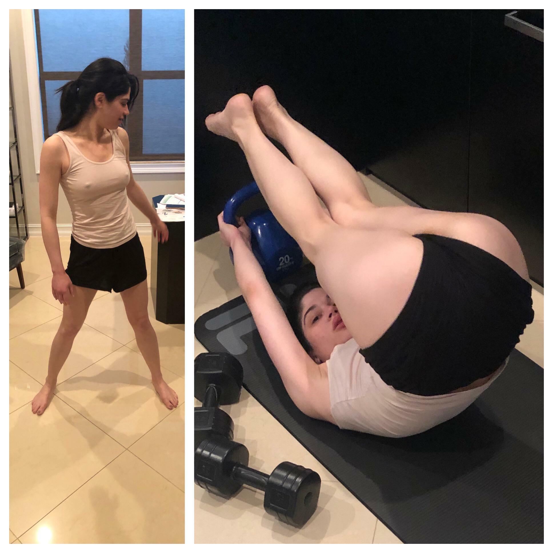 My Wife doing her home work out, any Bulls want to join her?