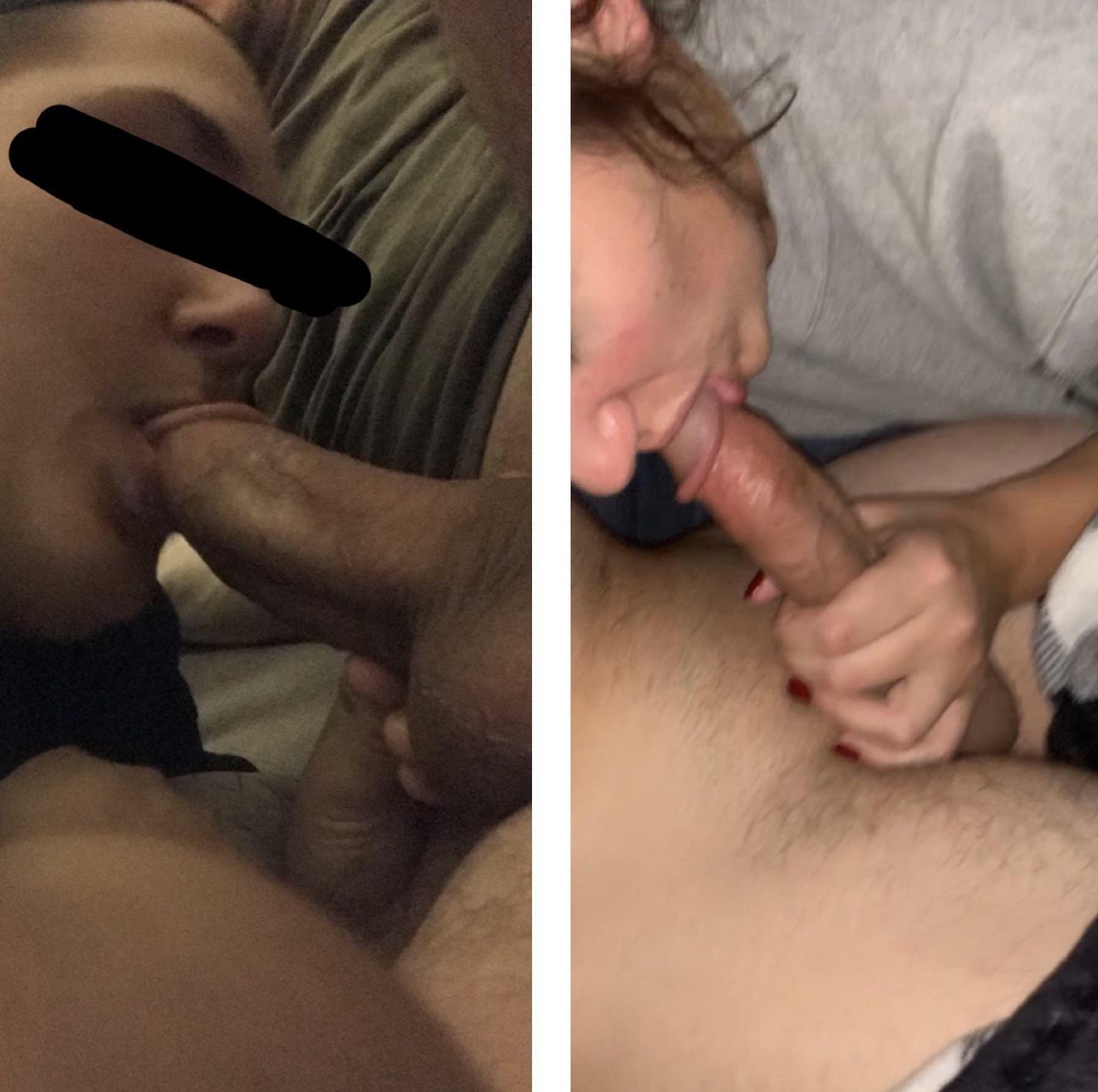 My wife sucking me (left) and her bull (right)