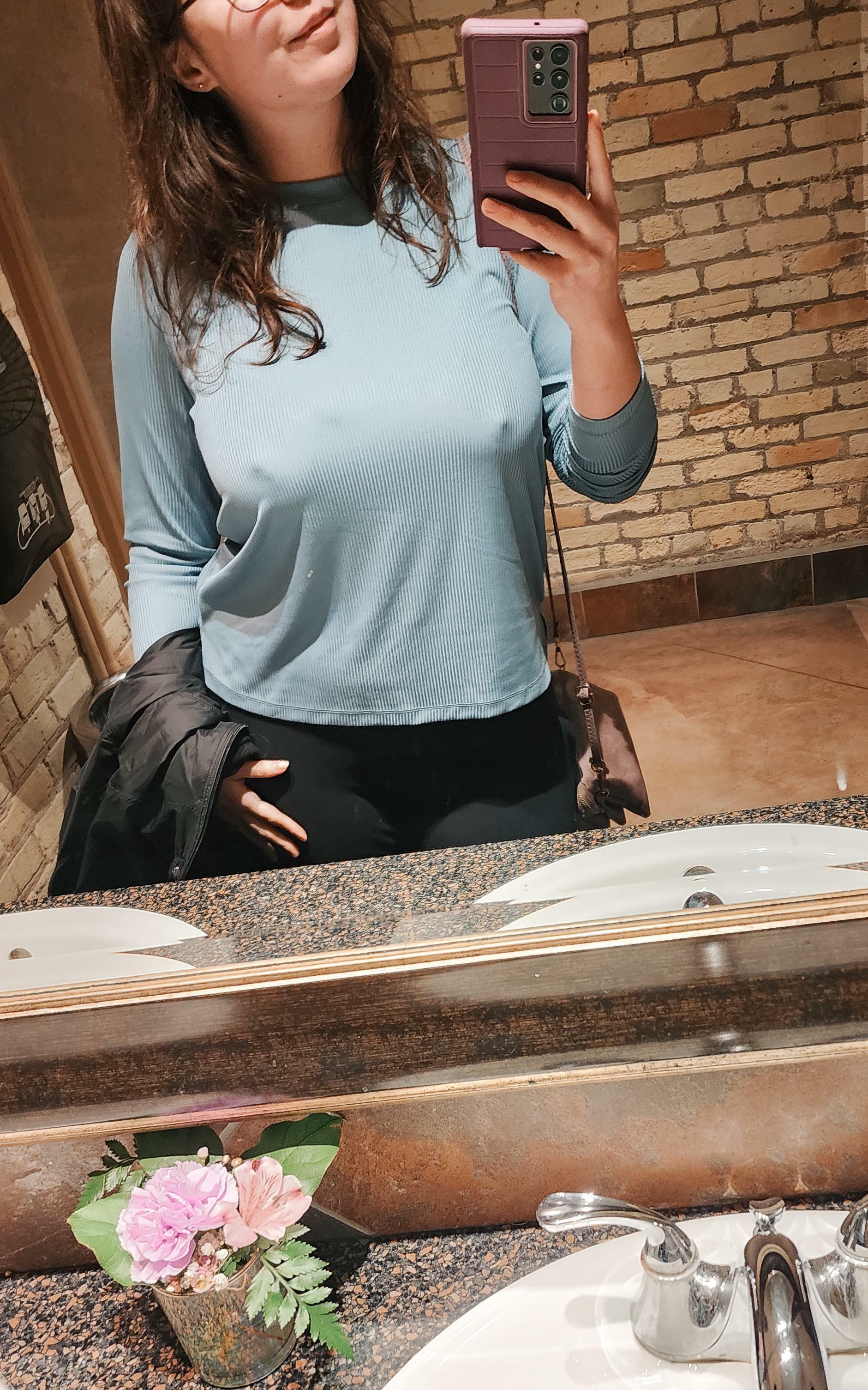 He loves when other men stare at my hard nipples in public