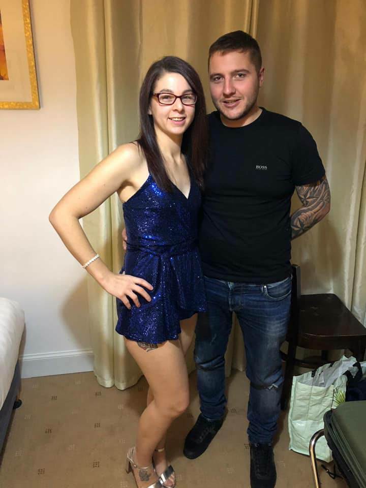 Wife posing with my friend before the fun begins