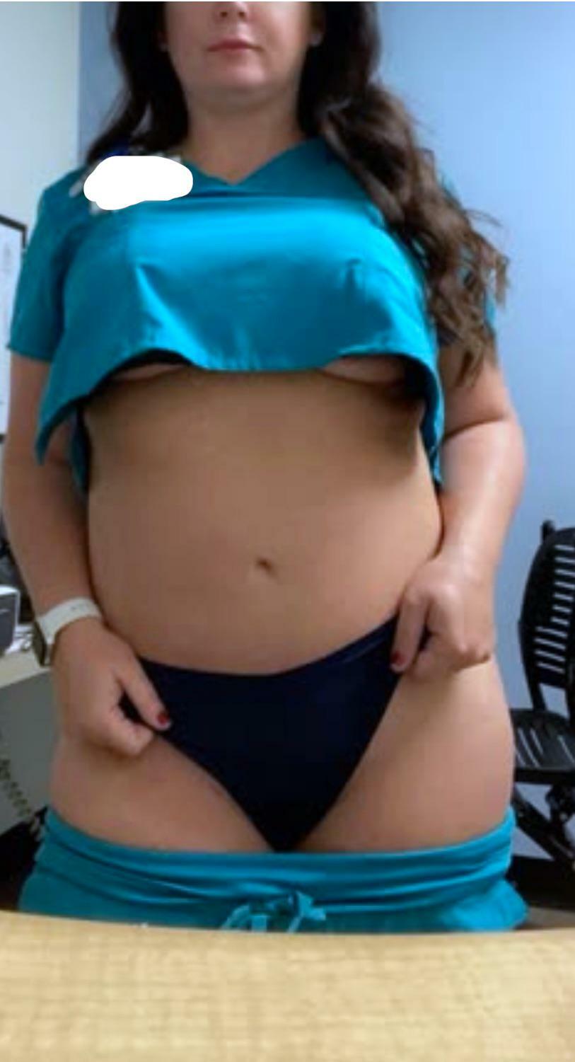 Showing you my MILF nurse body from the hospital, hoping to wake your cock up