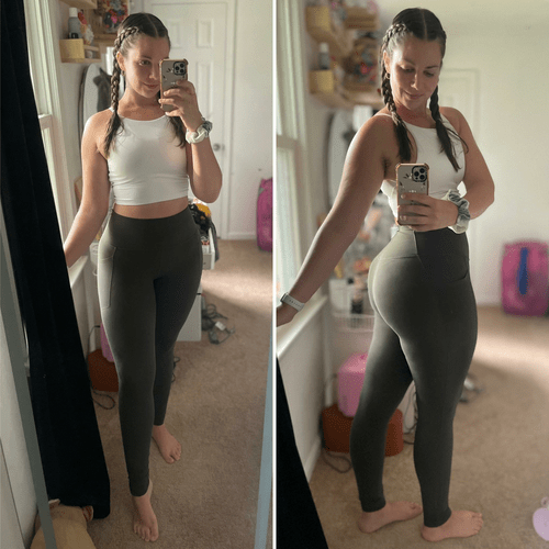 Yoga pants and pigtails