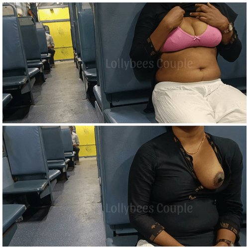 Flashing tits in public train