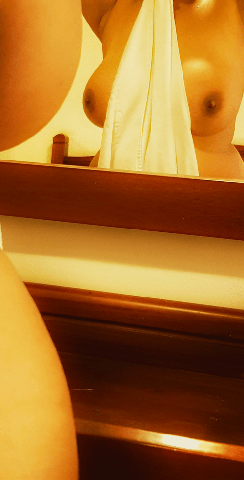 Ready to shower, I am still leaking his cum. I have lost count how many times he has cum in me from the time vacation started.