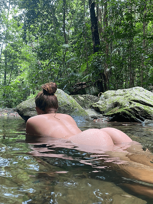 Cute butt in a cute stream