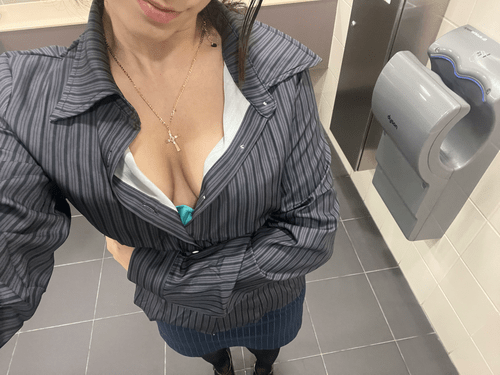 Blue bra peaking out