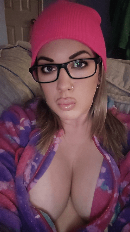 Chilly night cleavage in onesie