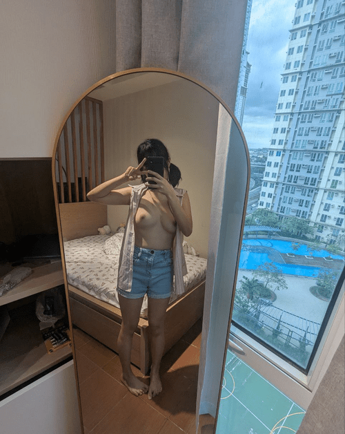 first selfie in my new place! living the high life &gt;w&lt;
