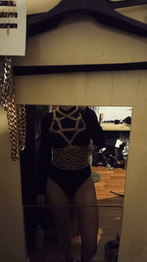 Self tied pentagram meets macrame.