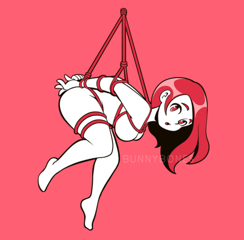 Red Shibari girl by BunnyBones