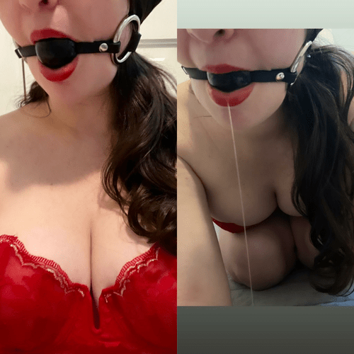 First time gagged and drooling for daddy