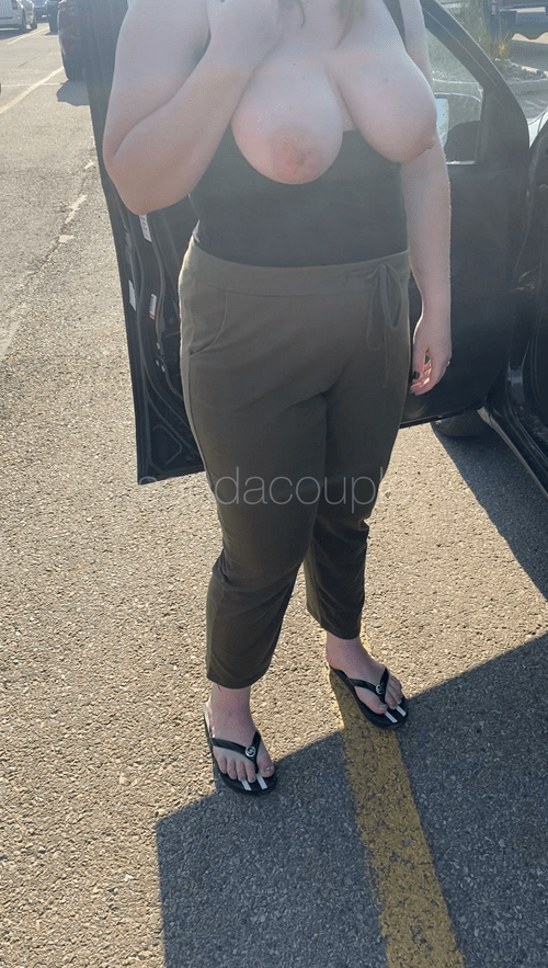 Showing off my big tits in public while I was a pregnant