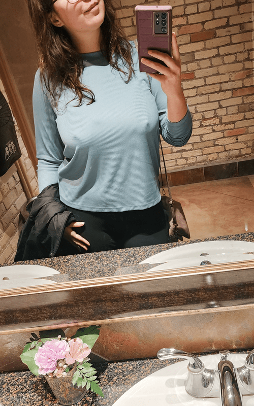 He loves when other men stare at my hard nipples in public