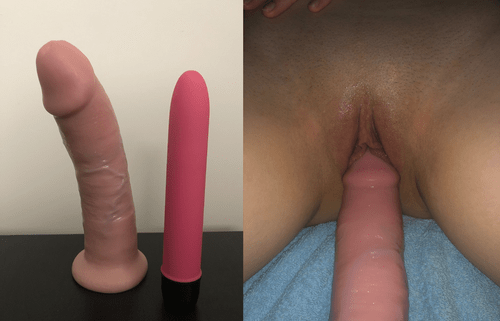 she's been dreaming about a real big cock after we bought this 9-inch "king cock dildo"