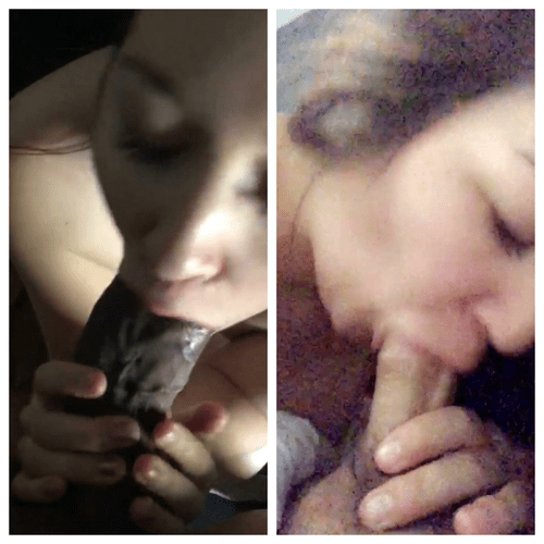 My slut wife [23] sucking our BBC bull vs my cock.