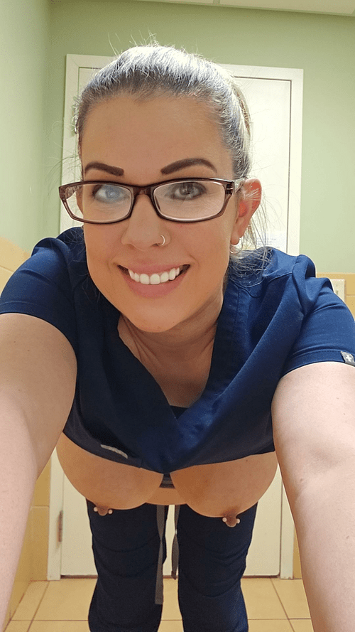 Busting out of my scrub top